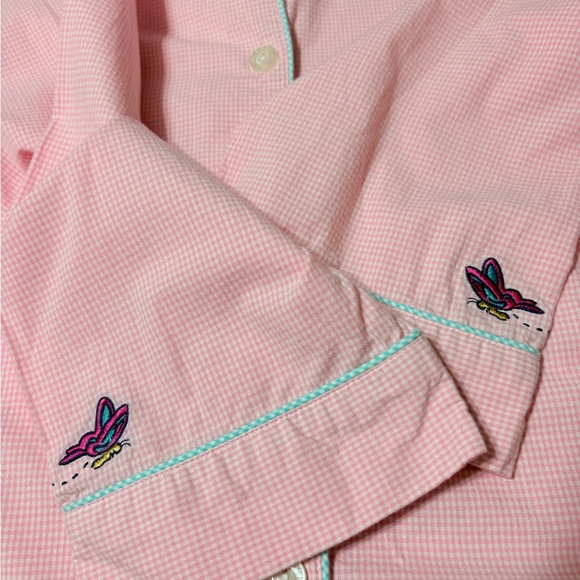 Disneyland Resort Pink White Gingham Eeyore Long Sleeve Button Sleep Shirt. XL - Picture 10 of 15